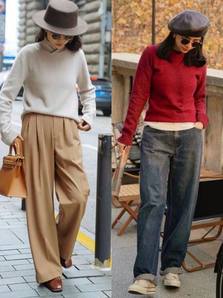 春秋阔腿裤怎么搭配上衣