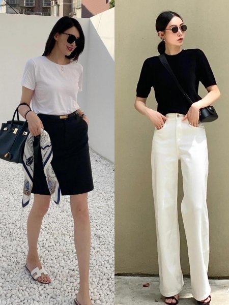 上黑下白搭配好看吗