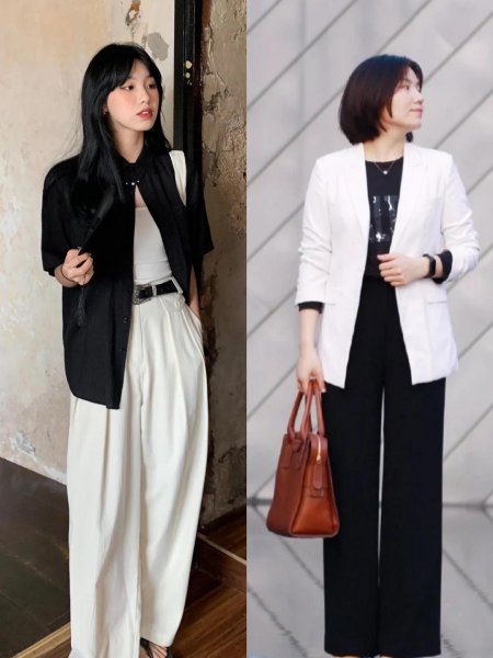 上黑下白搭配好看吗