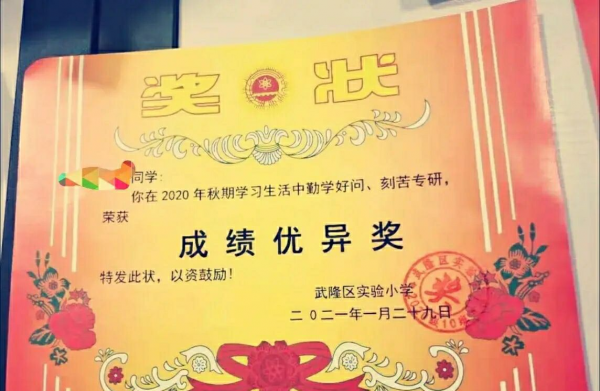 小学生奖状名称有哪些内容