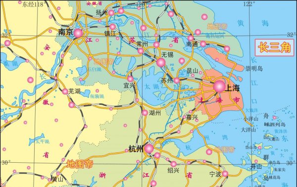 长江三角洲地理位置和范围