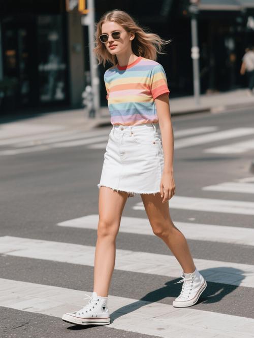 女的裙子搭配运动鞋（裙子配运动鞋的日常穿搭，舒适又有气质）