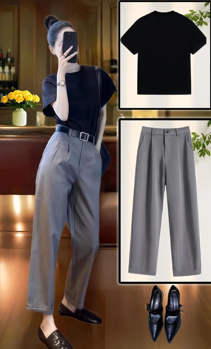 西装烟管裤搭配图片（显瘦显腿长的高腰九分裤搭配要点）