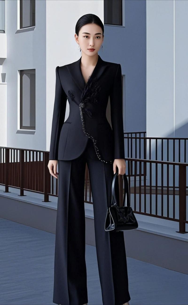 黑色西裤女最佳搭配图片（黑色西裤穿搭指南职场干练日常低调时髦混搭）