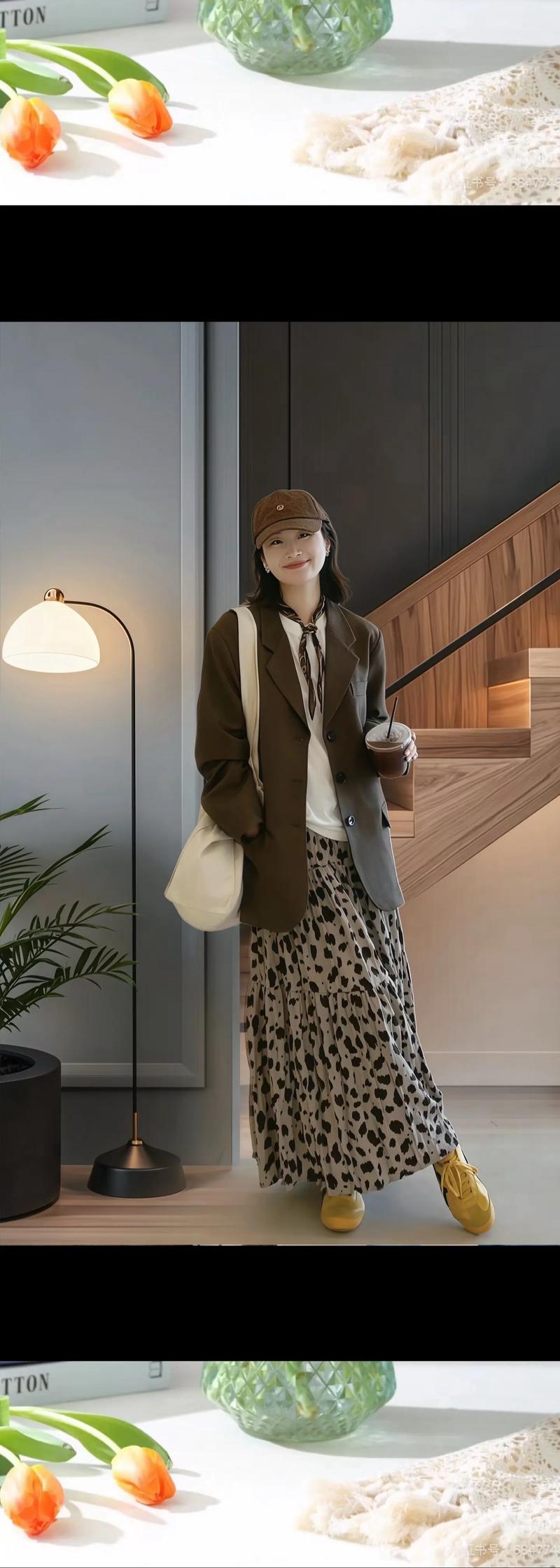 咖色半身裙搭配什么颜色上衣图片(上衣色彩层次与鞋包搭配指南)