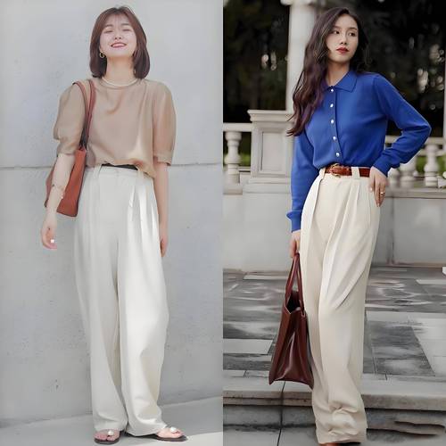 阔腿裤上衣最佳搭配图（显高显腰的日常利落造型）