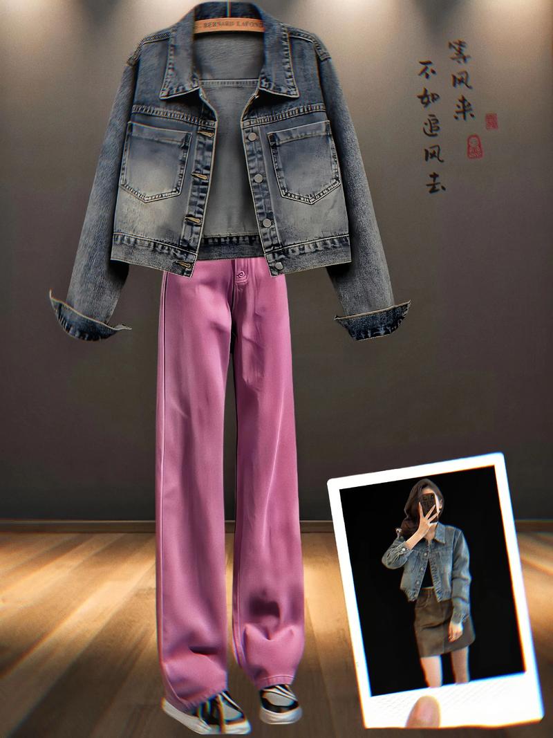 女士短款外套搭配（短款外套显瘦穿搭法高腰阔腿比例拉长）