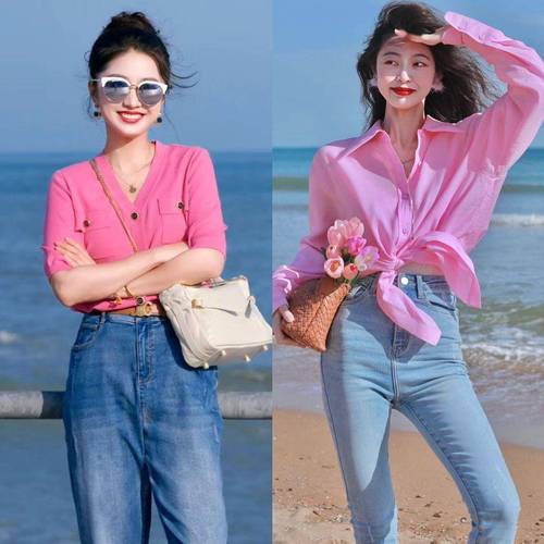 50岁女人穿哪种粉色好看（50岁以上女性的低饱和粉色穿搭三色内搭显气质）