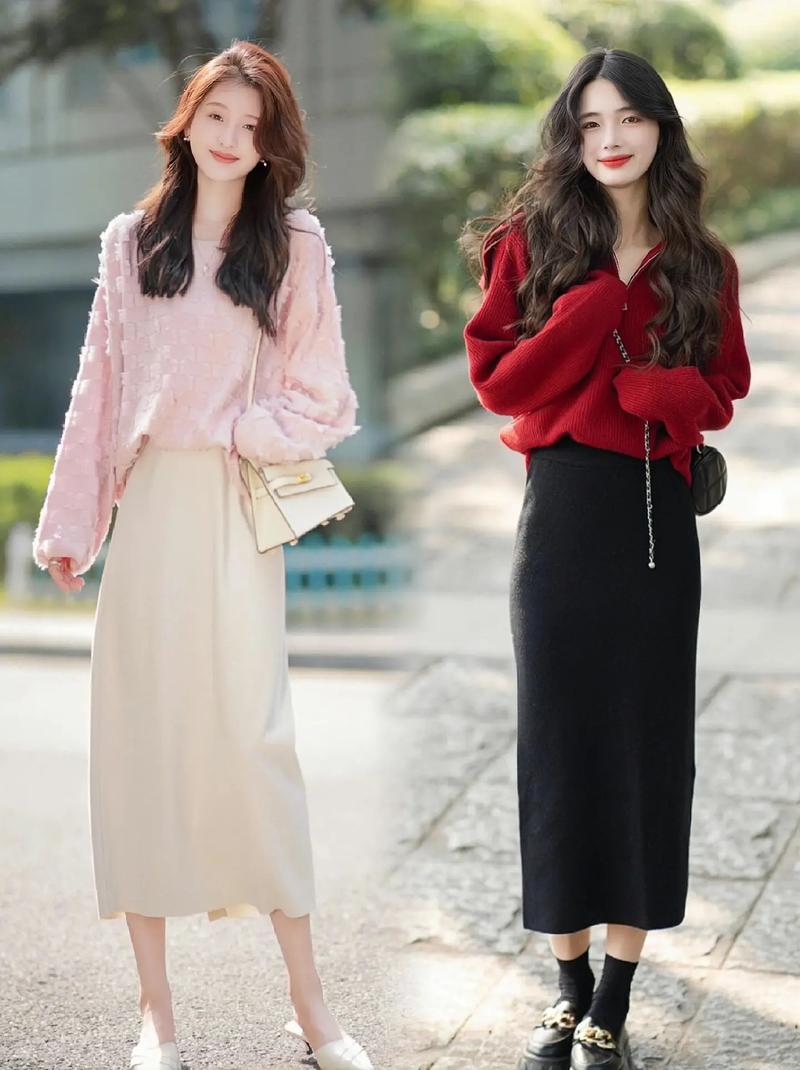 羊毛半裙怎么搭配上衣（红灰姜黄三色羊毛半裙日常与职场穿搭指南）