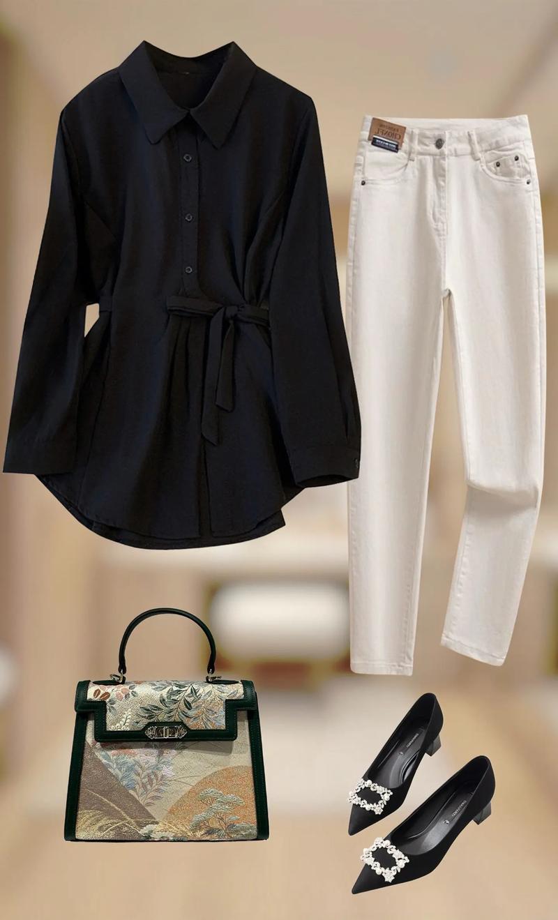 女士黑色衬衣配什么颜色裤子(牛仔直筒铅笔裤多季穿搭要点) 女士黑色衬衣配什么颜色裤子(牛仔直筒铅笔裤多季穿搭要点)