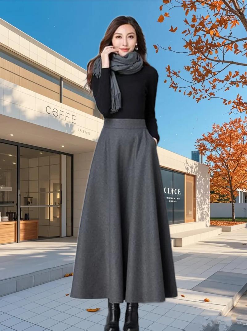 呢子裙配什么上衣图片（秋冬呢子裙搭配要点轮廓质感颜色与保暖穿搭）