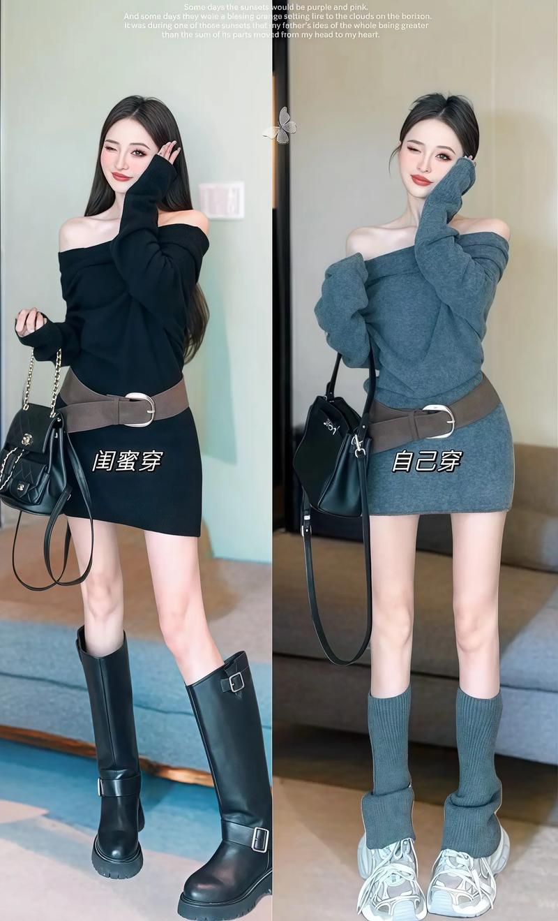 155女生秋冬连衣裙穿搭（靠腰线显腿长，竖条纹+高腰收腰搭配）