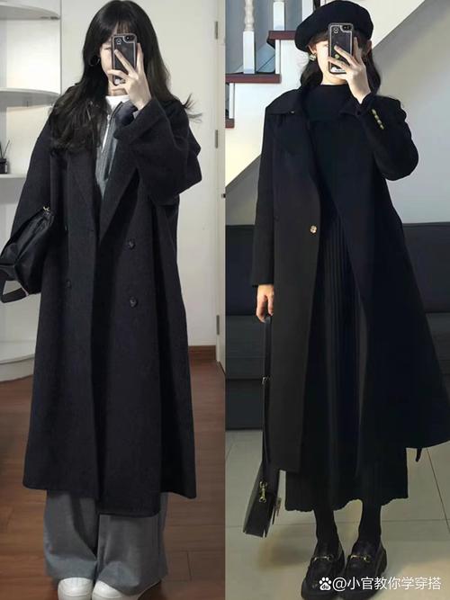 中长款黑色风衣搭配图片女(层次感与材质对比,打造专属风格画布) 中长款黑色风衣搭配图片女(层次感与材质对比,打造专属风格画布)