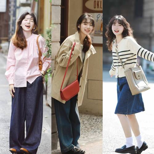 矮个子女生秋天穿衣搭配图片（秋季矮个子穿搭高腰显腿长上短下长提气场）