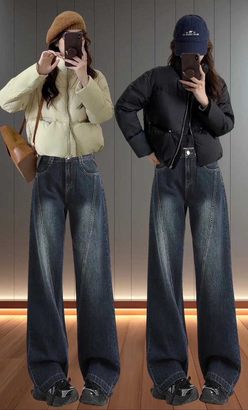 牛仔阔腿裤搭配图片(强调垂感与比例显腿长) 牛仔阔腿裤搭配图片(强调垂感与比例显腿长)