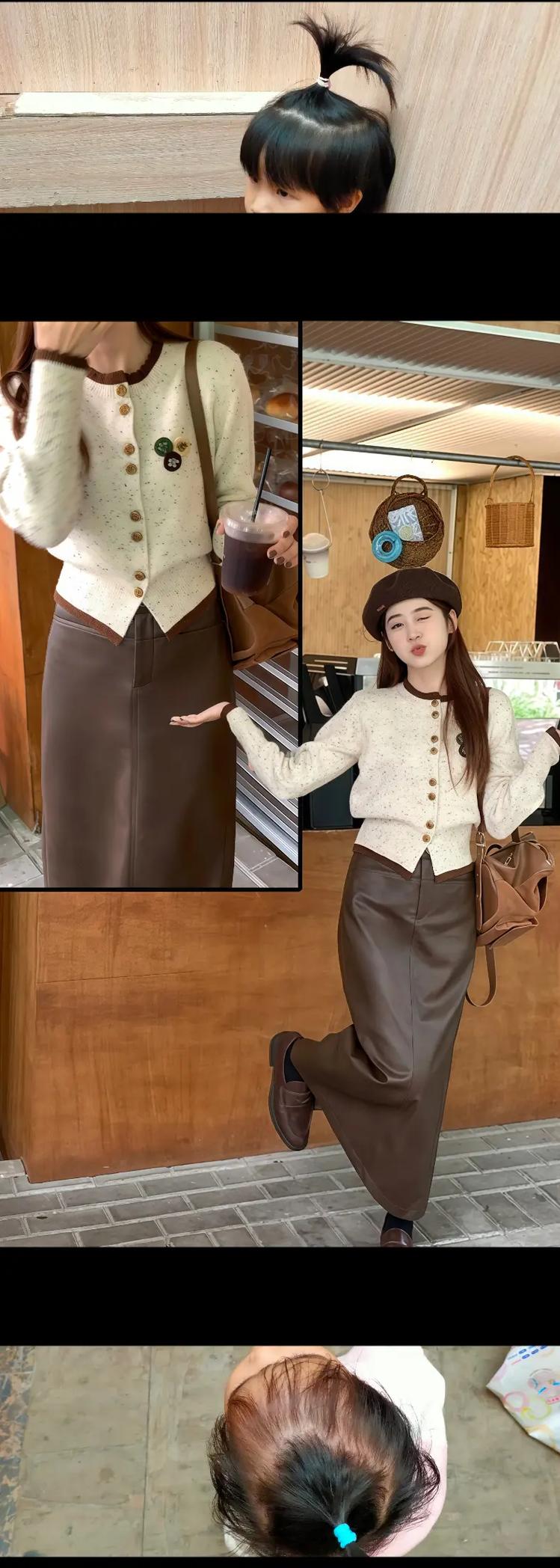 咖色半身裙搭配什么颜色上衣（咖色半身裙穿搭层次显瘦职场日常约会皆宜）