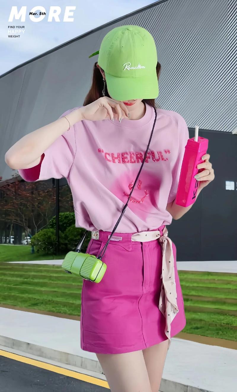 粉色t恤配什么外套好看(白牛仔深色显气质)