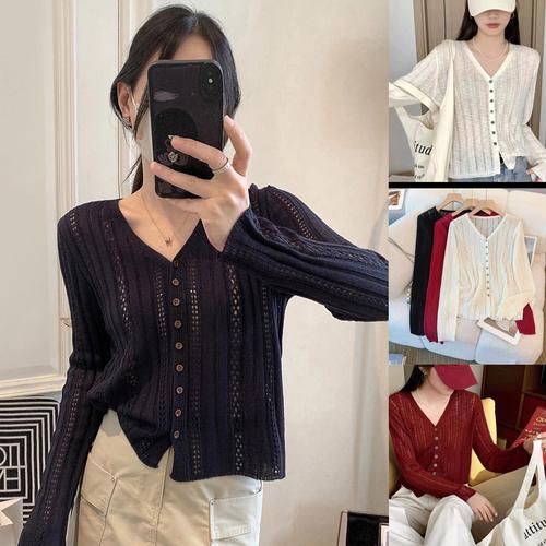 镂空针织衫搭配女图片(镂空针织衫透气清凉夏秋皆宜搭配指南)