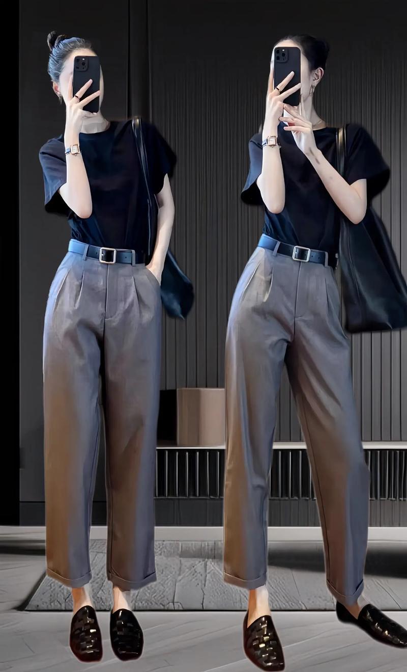 灰色小衫搭配黑色西服图片（灰底叠穿黑西装提升气质的正式日常穿搭）