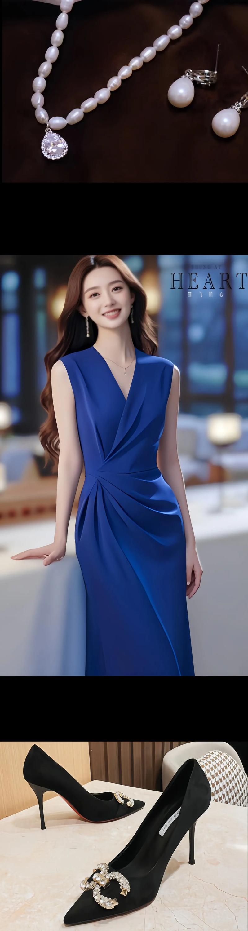 蓝色连衣裙搭配图片欣赏（蓝色连衣裙多场景穿搭要点全解）