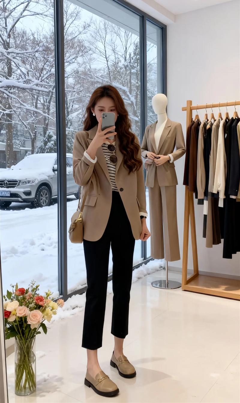 烟管裤配西装外套（高腰九分裤配西装外套的秋季穿搭要点）