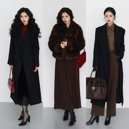 黑色呢子大衣搭配（显瘦显高，黑白灰百搭）