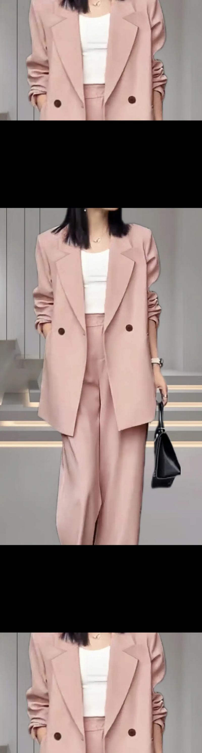 阔腿裤配西装外套好看(合身腰线同色叠穿)