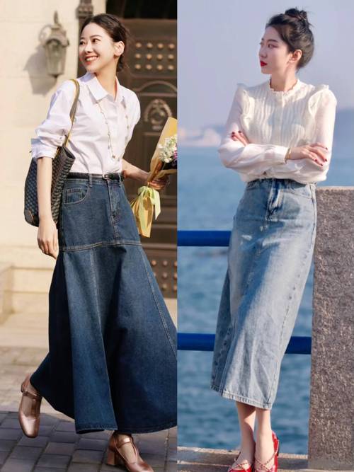 牛仔裙搭配上衣图片(秋日牛仔裙三套风格搭配,穿出自信与舒适) 牛仔裙搭配上衣图片(秋日牛仔裙三套风格搭配,穿出自信与舒适)