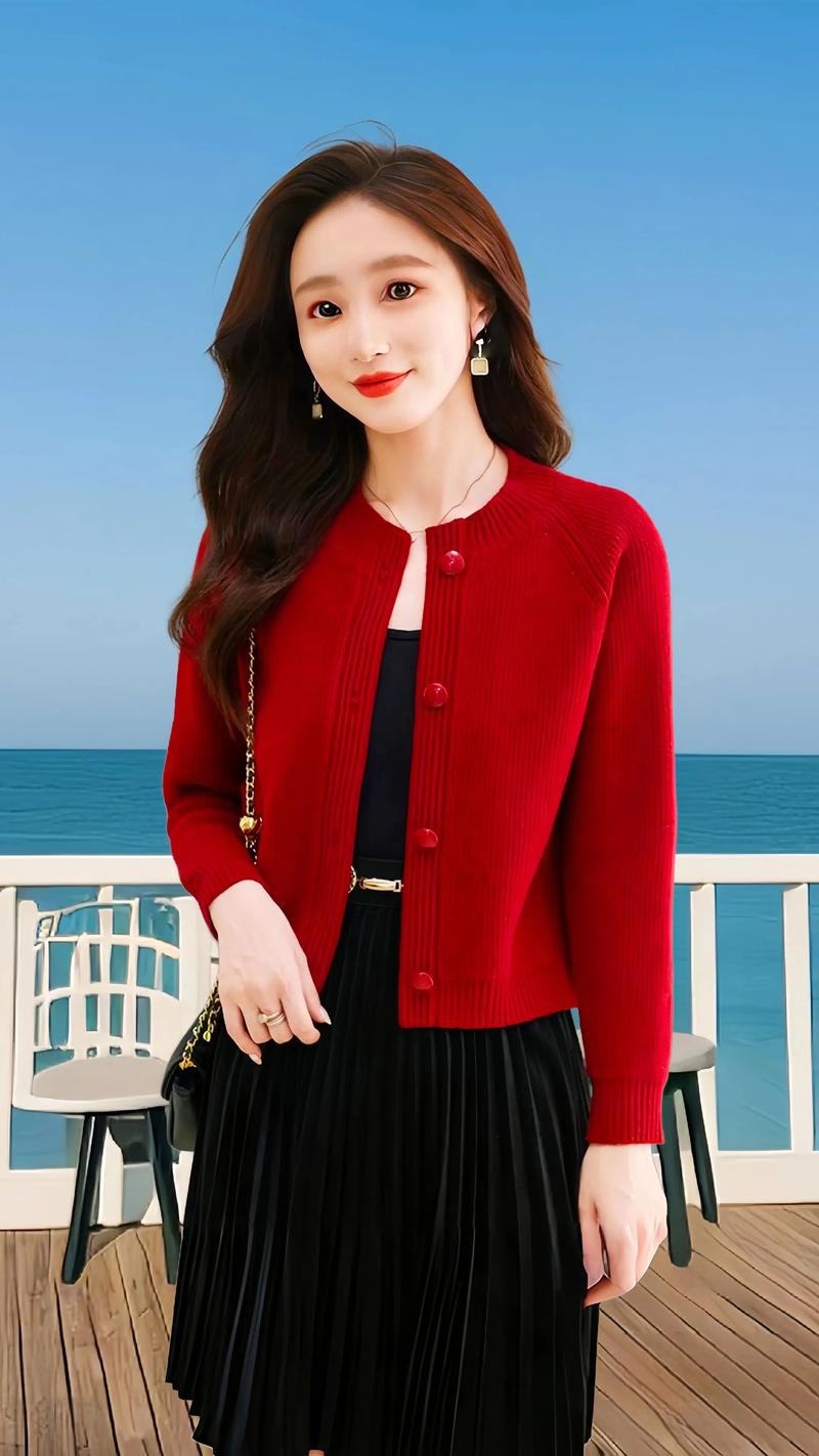 女士大衣短款毛衣搭配（长大衣修身毛衣拉长线条）